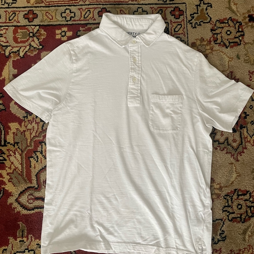 Faherty Sunwashed organic cotton short sleeve polo white size Medium